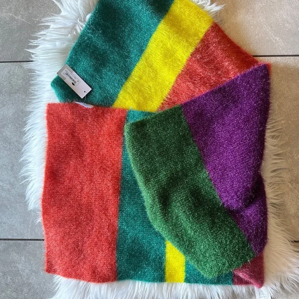 NWT BP Nordstrom Art to Wear Fuzzy Long Oversized Scarf Color Block One Size